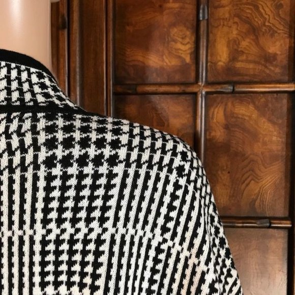 NWOT Kasper Wool Blend Tipped Houndstooth Plaid Mandarin Collar Cape - Picture 8 of 12